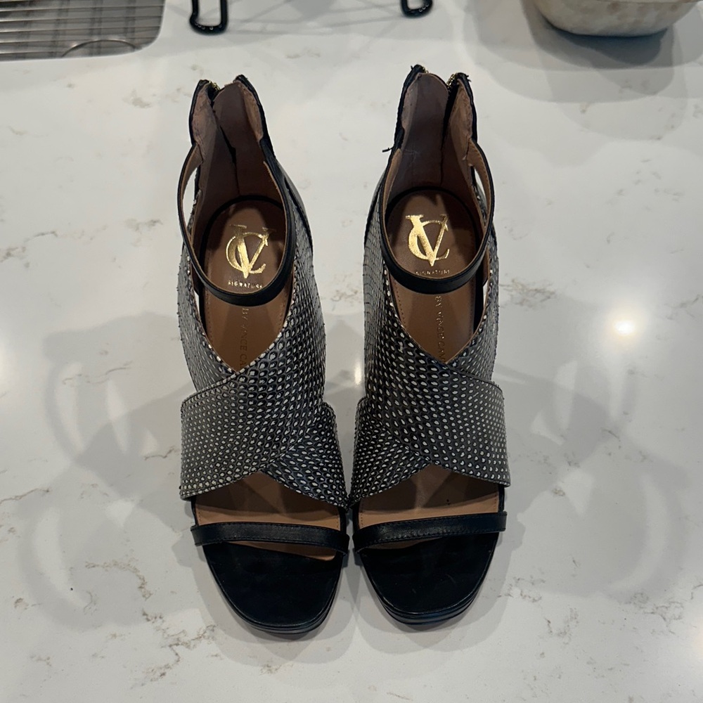 Vince Camuto Black and Silver Heels